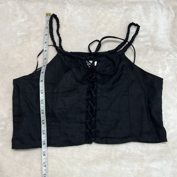 Seek the Label 100% Linen Black Crop Top XS | Lace Up NWOT - Picture 7 of 7